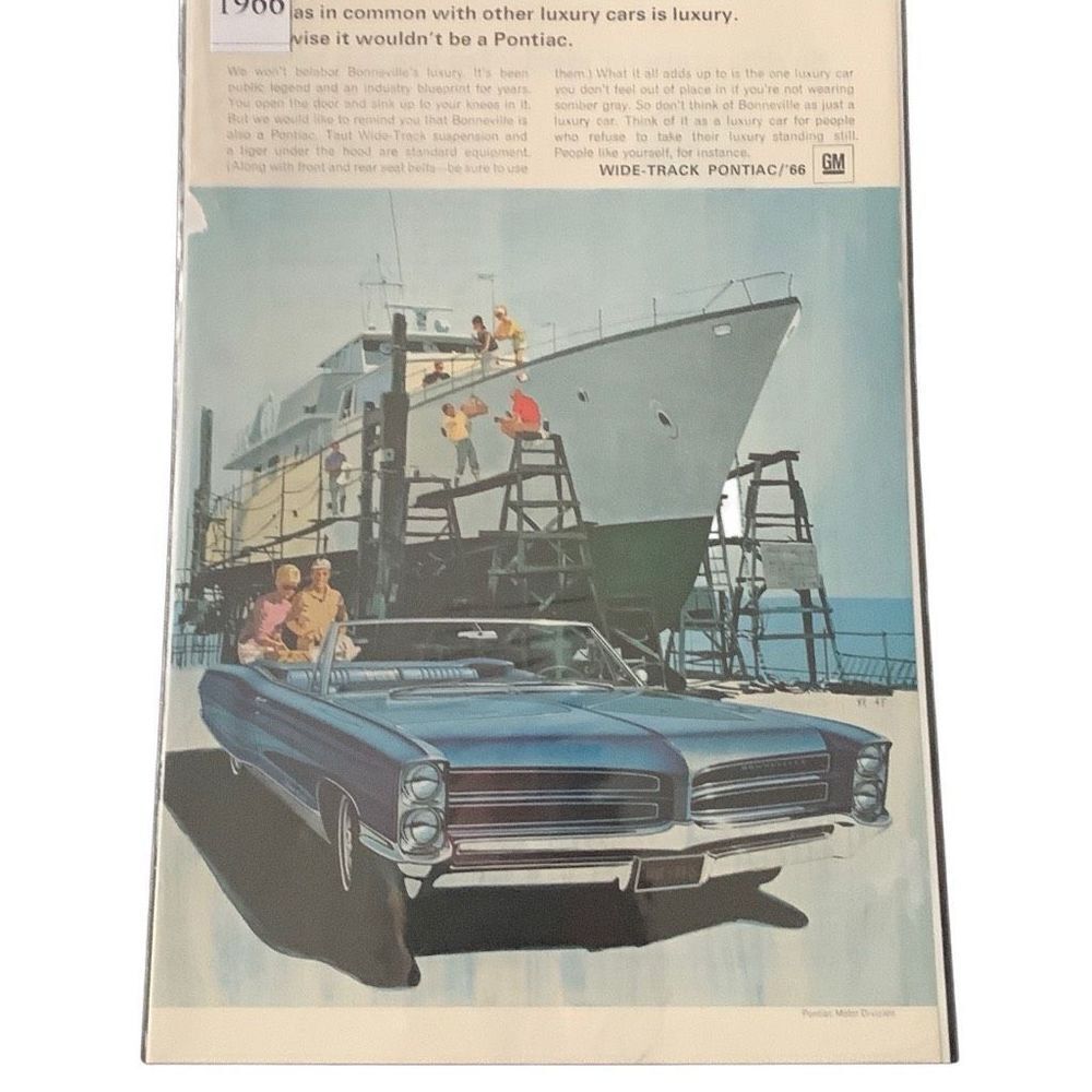 Vintage 1966 Pontiac Bonneville Wide Track Ad Advertisement
